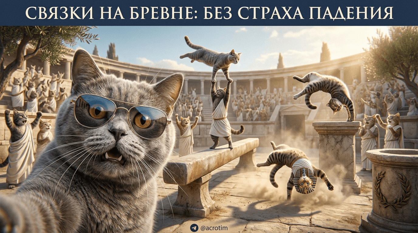 Спортивная гимнастика: связки на бревне без страха падения