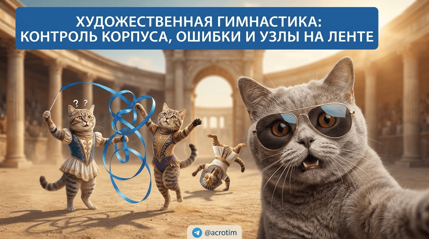 Художественная гимнастика: контроль корпуса, ошибки и узлы на ленте
