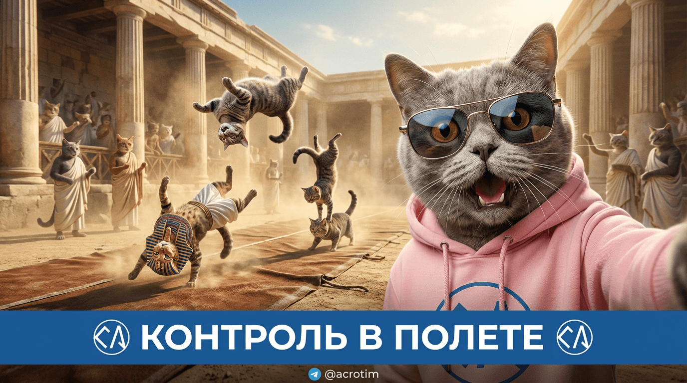 Прыжки на акробатической дорожке: контроль ориентации в полете