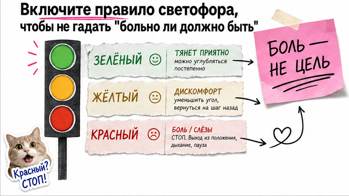 Схема светофора боли при растяжке ребёнка