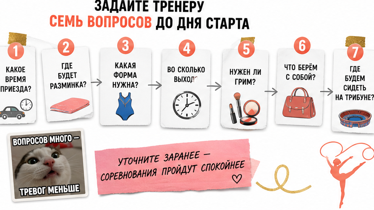 Схема: семь вопросов тренеру перед первыми соревнованиями