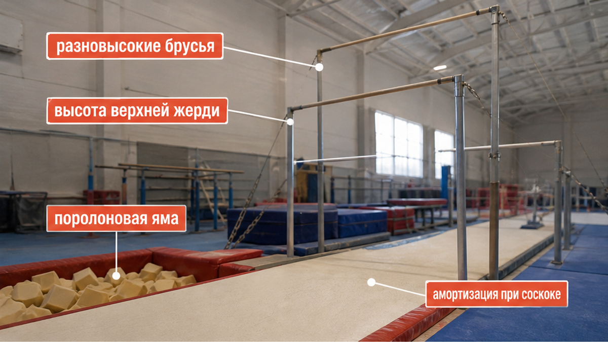 Анатомия соскока: высота брусьев, поролоновая яма и амортизация приземления